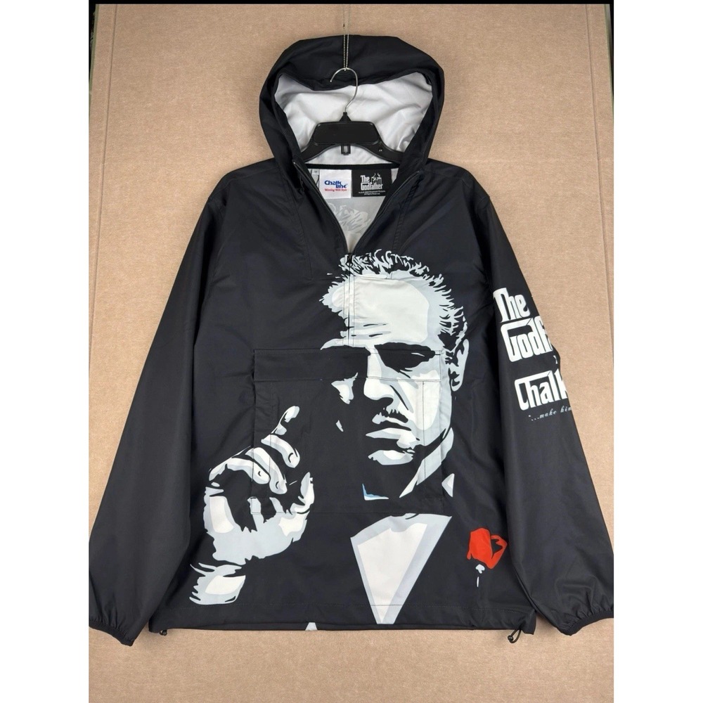 Chalk Line Jacket Men M Black The Godfather Pullover Hooded Mafia Movie